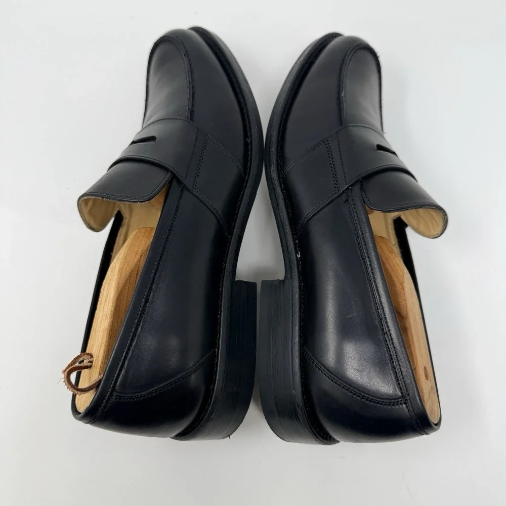 Johnston & Murphy Italy Made Penny Loafers Black Leather Dress Shoes 8.5 M